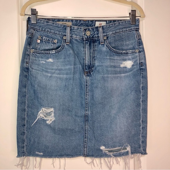 AG Adriano Goldschmied Erin Pencil Destructed Denim Jean Skirt Size 27 4 - Picture 1 of 12